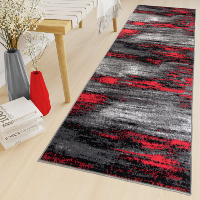 Loper Maya Grijs Zwart Rood Abstract