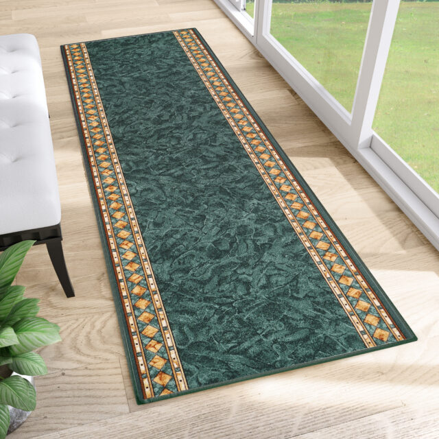 Loper Antislip Groen Ornamenten