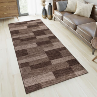 Loper Antislip Bruin Geometrisch