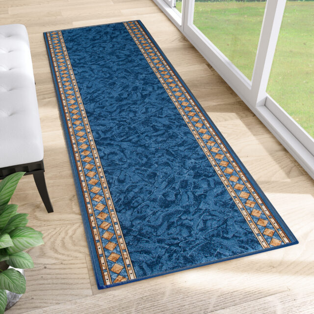 Loper Antislip Blauw Ornamenten