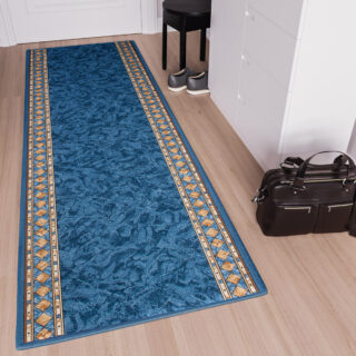 Loper Antislip Blauw Ornamenten