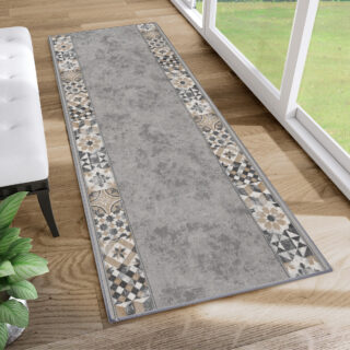 Loper Antislip Grijs Mozaïek
