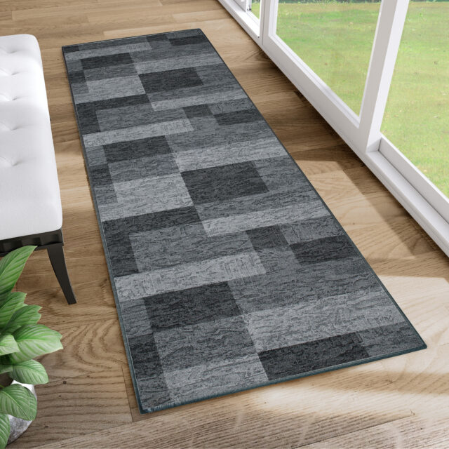 Loper Antislip Grijs Geometrisch