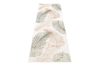 Loper Crystal Beige Groen Bladeren