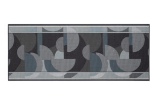 Loper Antislip Grijs Blauw Halve Cirkels