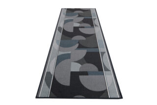 Loper Antislip Grijs Blauw Halve Cirkels