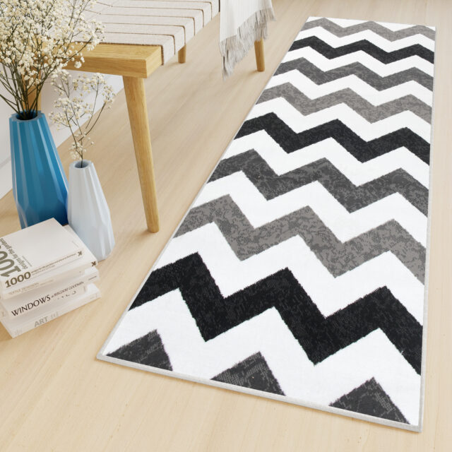 Loper Maya Grijs Zwart Geometrisch Zigzag