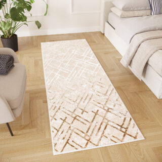 Loper Crystal Beige Bruin Ruiten