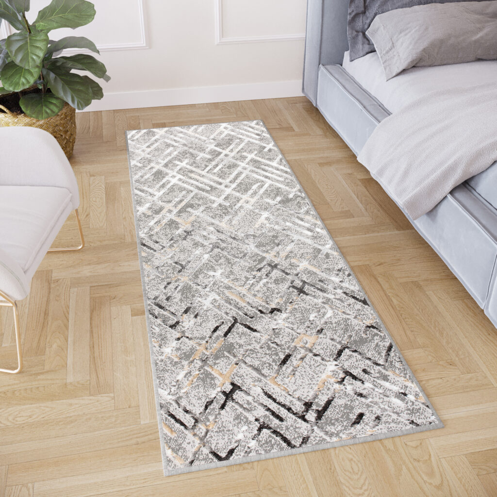 Loper Crystal Donkergrijs Ruiten