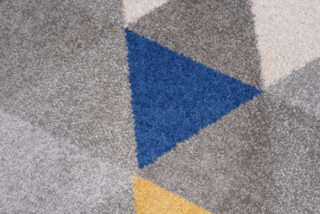 Loper Lazur Grijs Geel Blauw Driehoeken