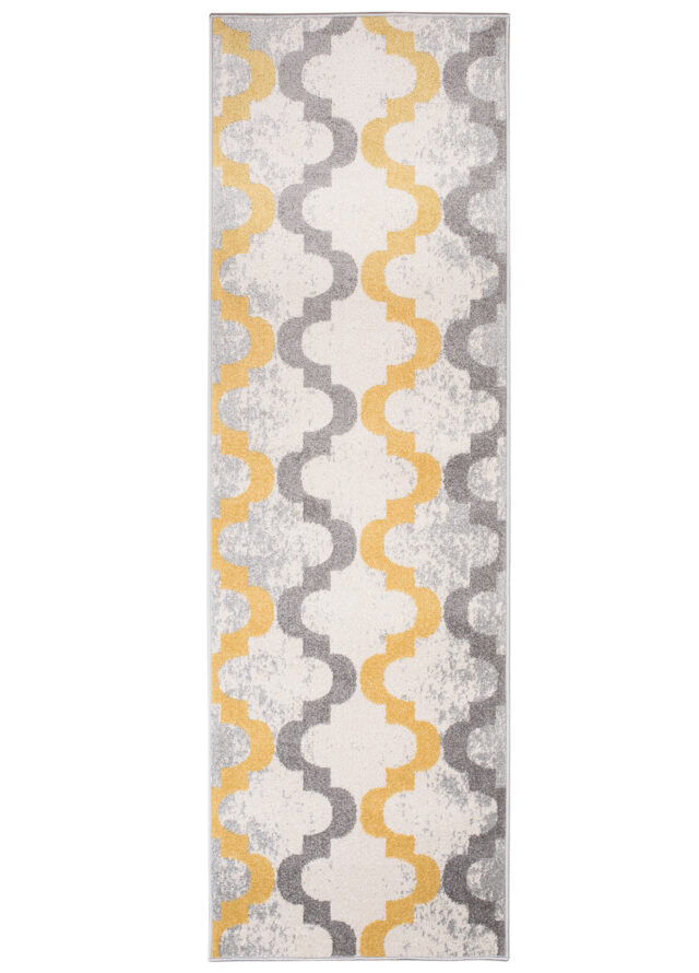 Loper Lazur Grijs Geel Trellis