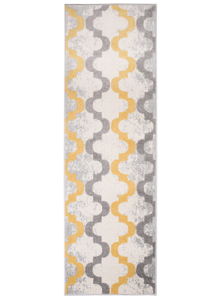Loper Lazur Grijs Geel Trellis