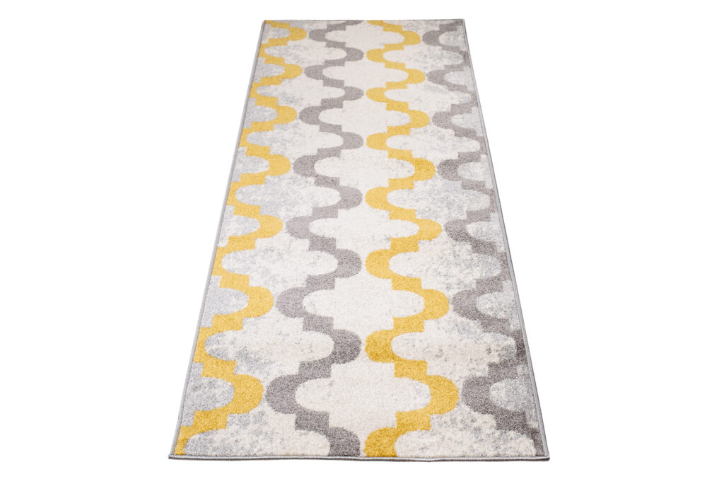 Loper Lazur Grijs Geel Trellis