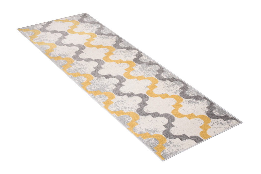Loper Lazur Grijs Geel Trellis