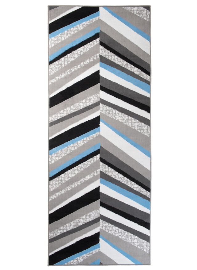 Loper Maya Grijs Blauw Geometrisch Lijnen