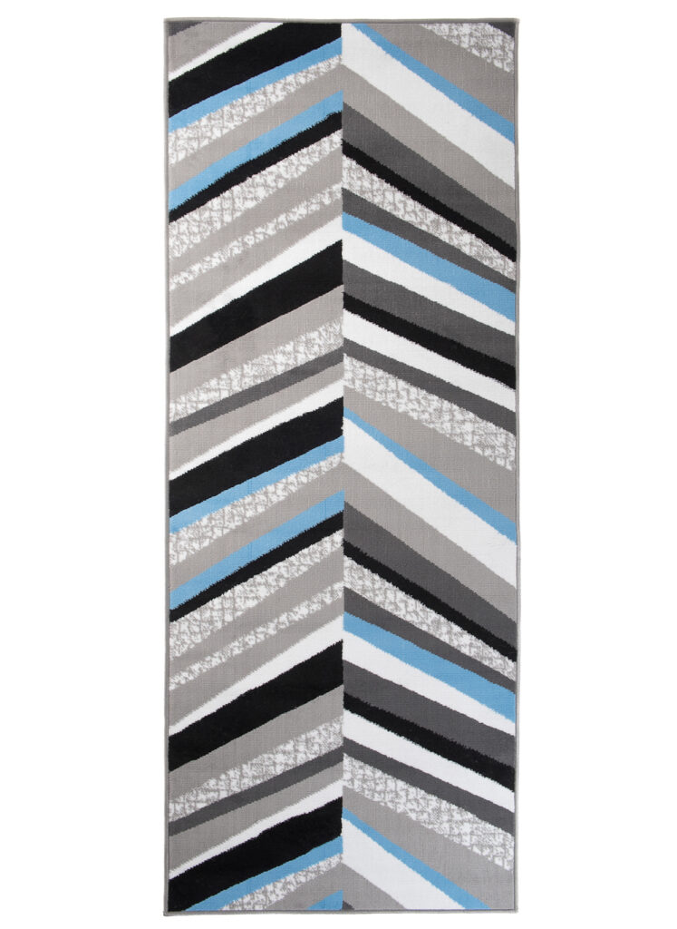 Loper Maya Grijs Blauw Geometrisch Lijnen