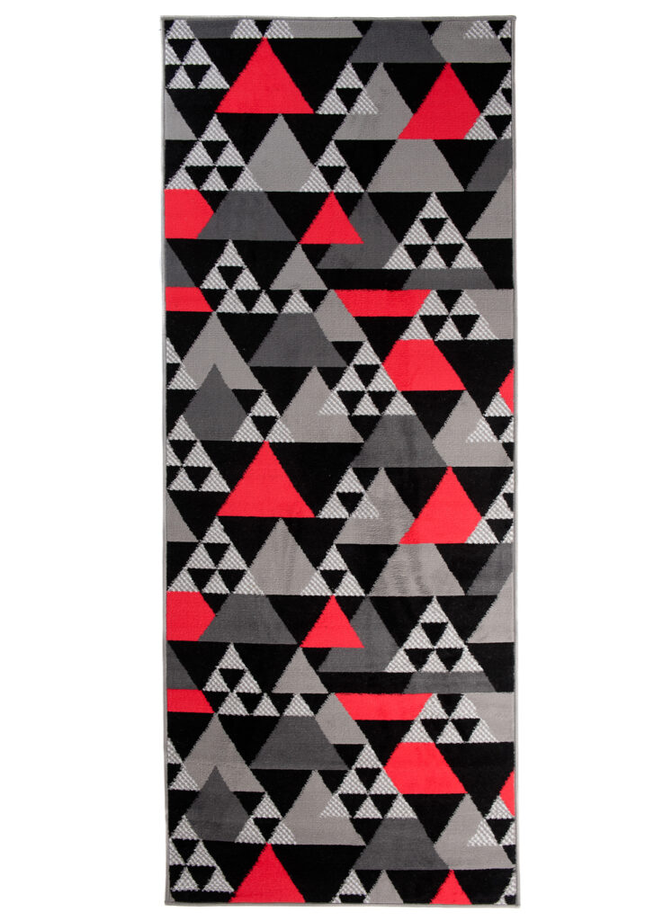 Loper Maya Grijs Rood Geometrisch Driehoeken