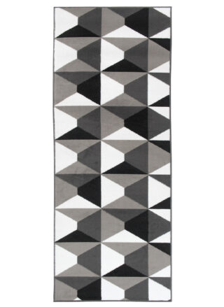 Loper Maya Grijs Zwart Geometrisch Vierkanten