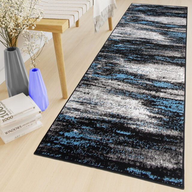 Loper Maya Grijs Zwart Blauw Abstract