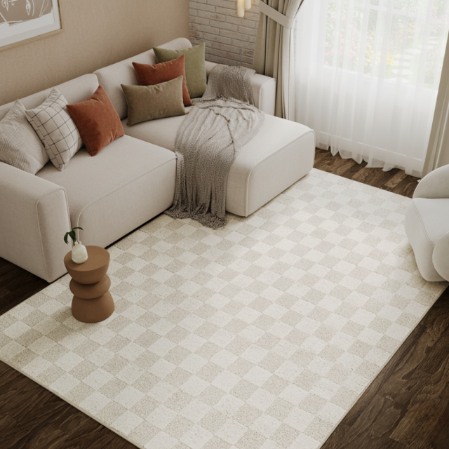 Vloerkleed Terra Crème Ruit
