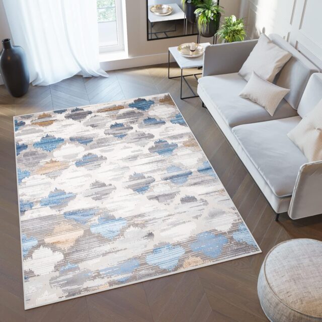 Vloerkleed Valley Grijs Blauw Marokkaanse Trellis