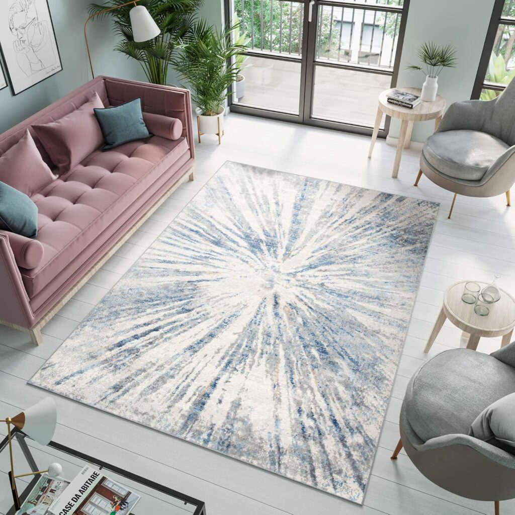 Vloerkleed Valley Grijs Blauw Abstract Glas