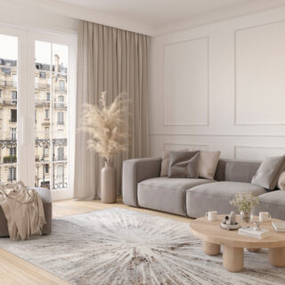 Vloerkleed Valley Grijs Beige Abstract Glas