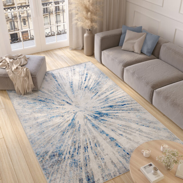 Vloerkleed Valley Grijs Blauw Abstract Glas