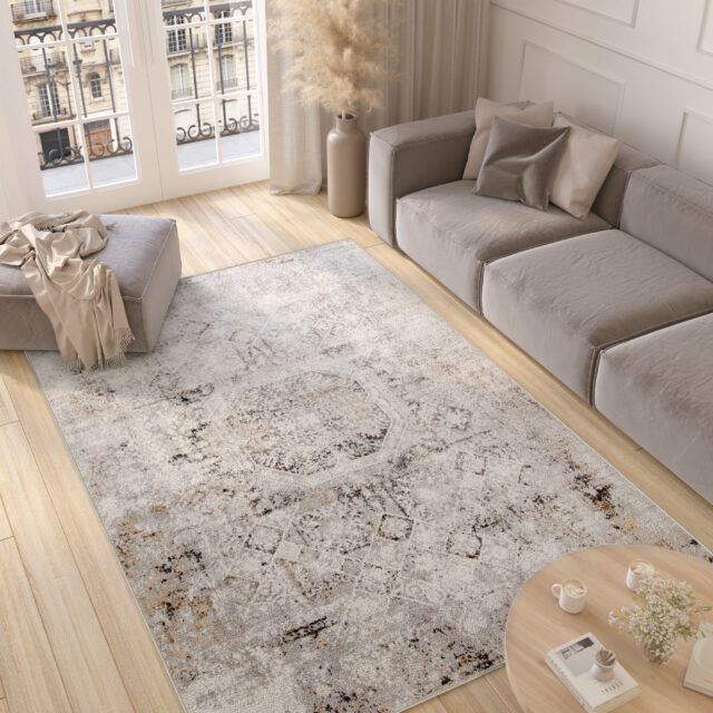Vloerkleed Valley Grijs Beige Vintage Ornamenten