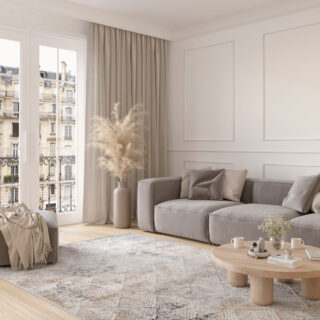 Vloerkleed Valley Grijs Beige Geometrisch Vierkant