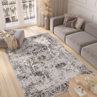 Vloerkleed Valley Donker Grijs Vintage Rozet