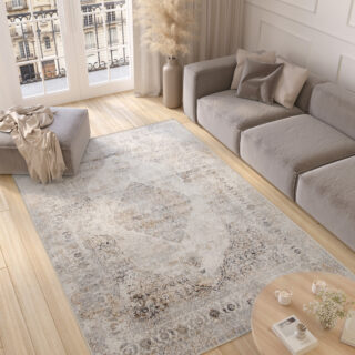 Vloerkleed Valley Grijs Rood Vintage Ornamenten