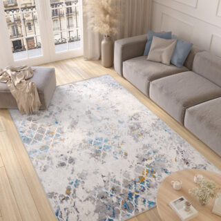 Vloerkleed Valley Grijs Blauw Vintage Trellis