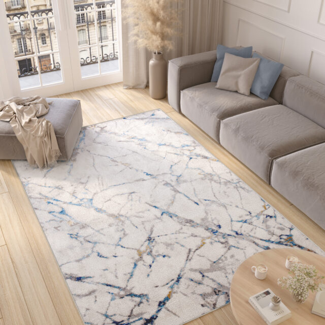 Vloerkleed Valley Grijs Blauw Modern Lijnen