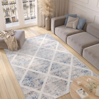 Vloerkleed Valley Grijs Blauw Geometrisch Geruit