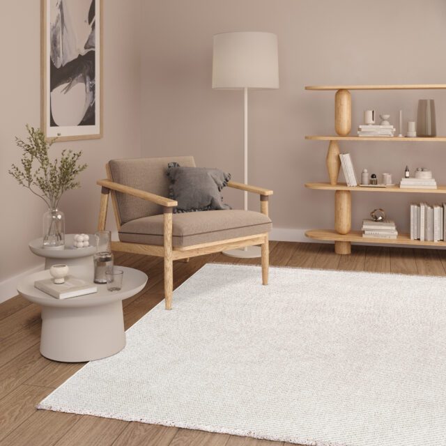 Vloerkleed Agra Beige met Witte Franjes