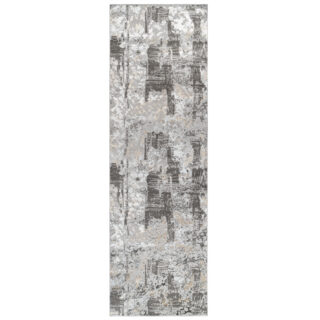 Loper Crystal Donkergrijs Beige Abstract
