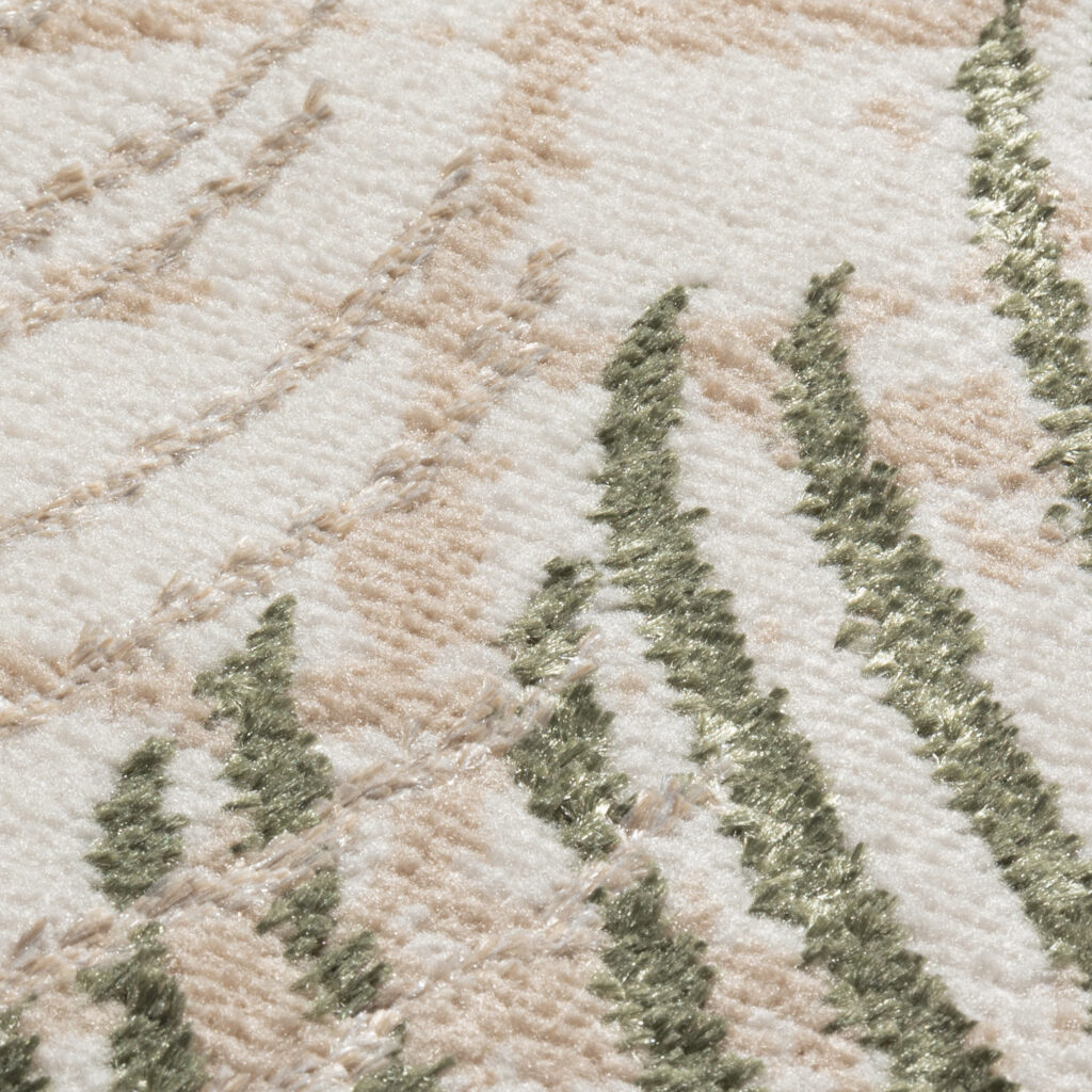 Loper Crystal Beige Groen Bladeren