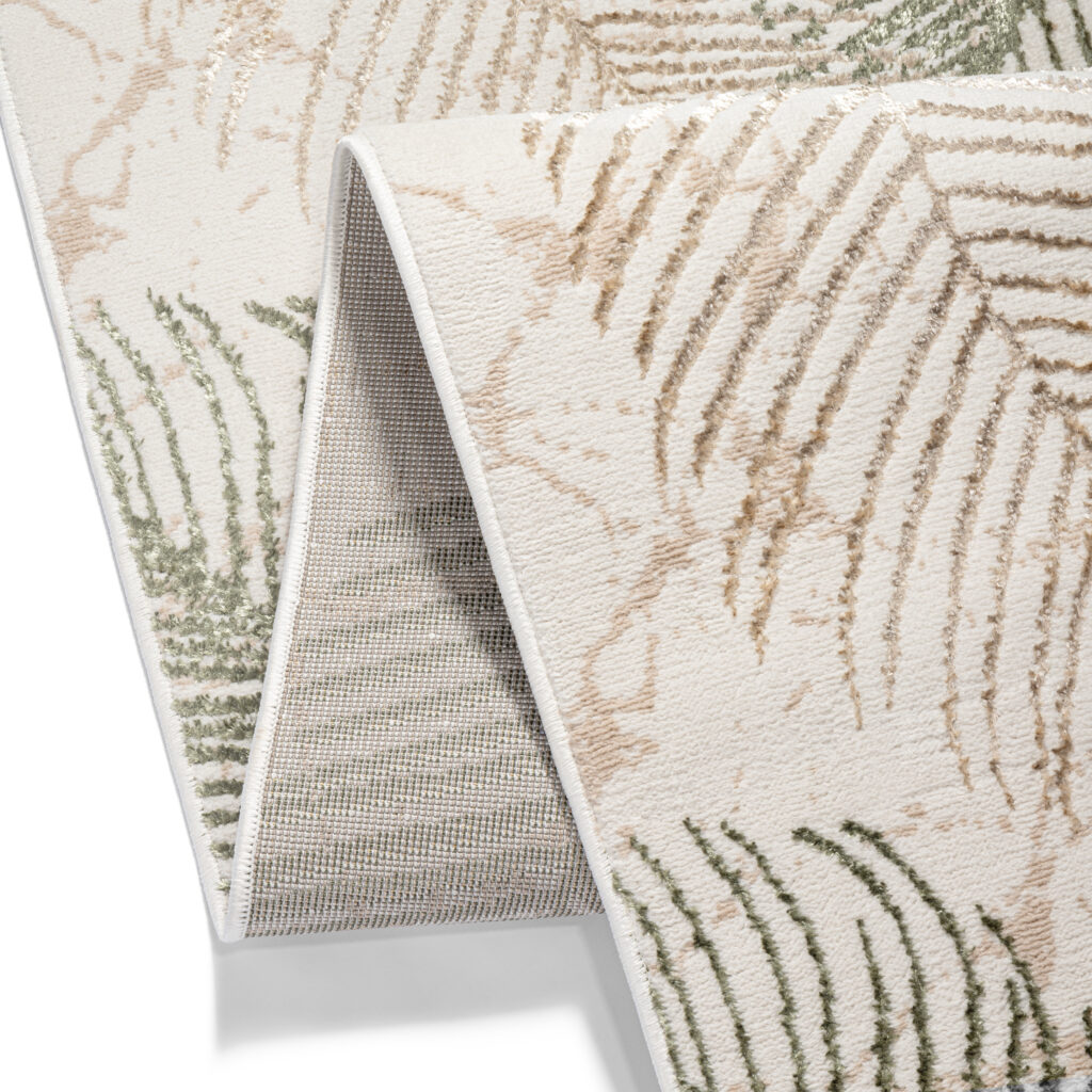 Loper Crystal Beige Groen Bladeren