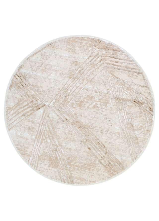 Vloerkleed Crystal Rond Cream Bruin Gevlekte Lijnen
