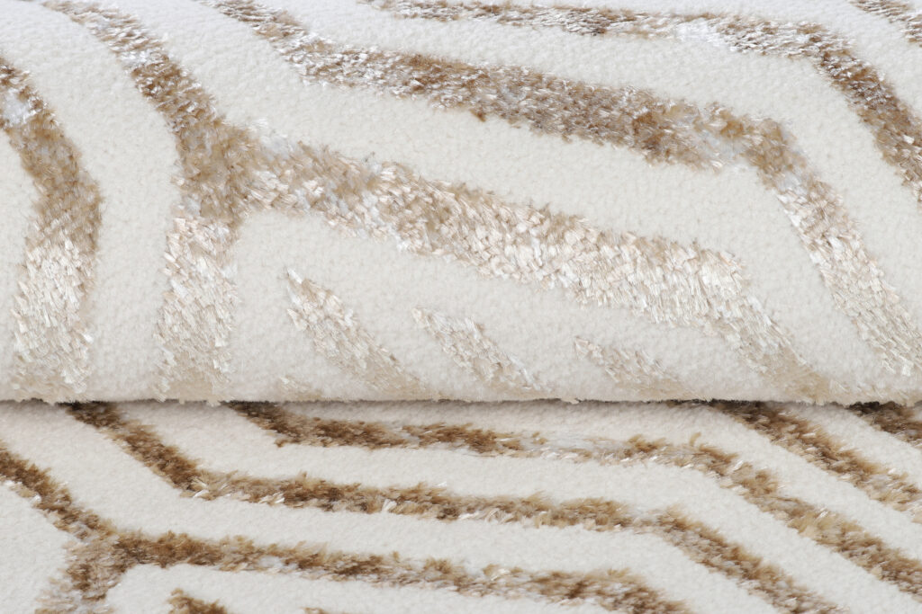 Vloerkleed Crystal Rond Bruin Creme Beige Lijnen