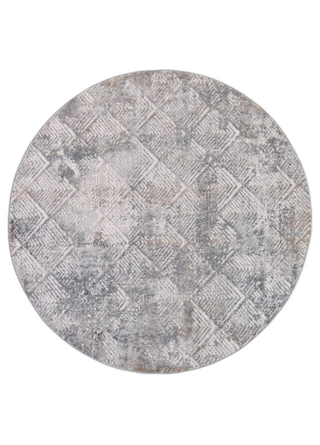 Vloerkleed Valley Rond Grijs Beige Geometrisch Vierkant