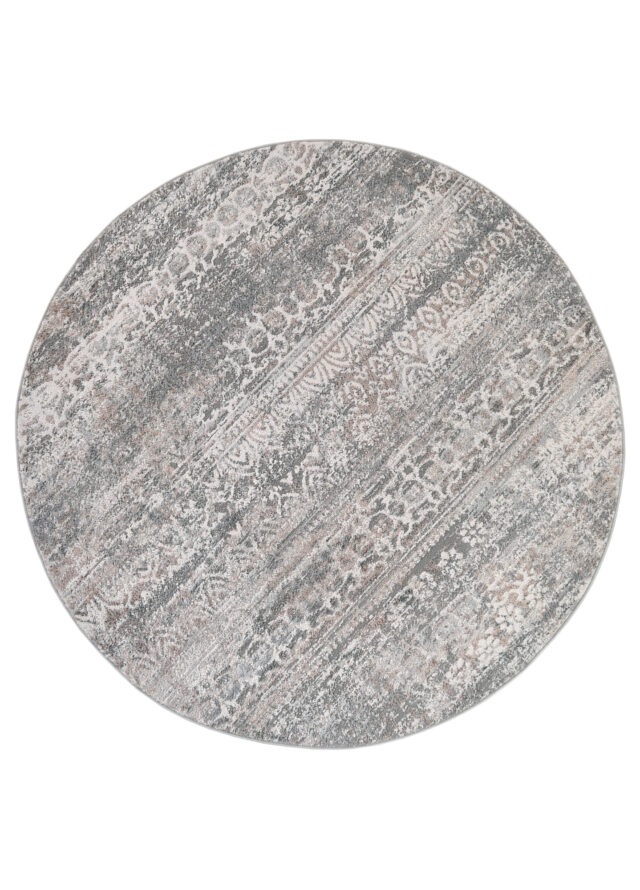 Vloerkleed Valley Rond Grijs Vintage Gebloemd