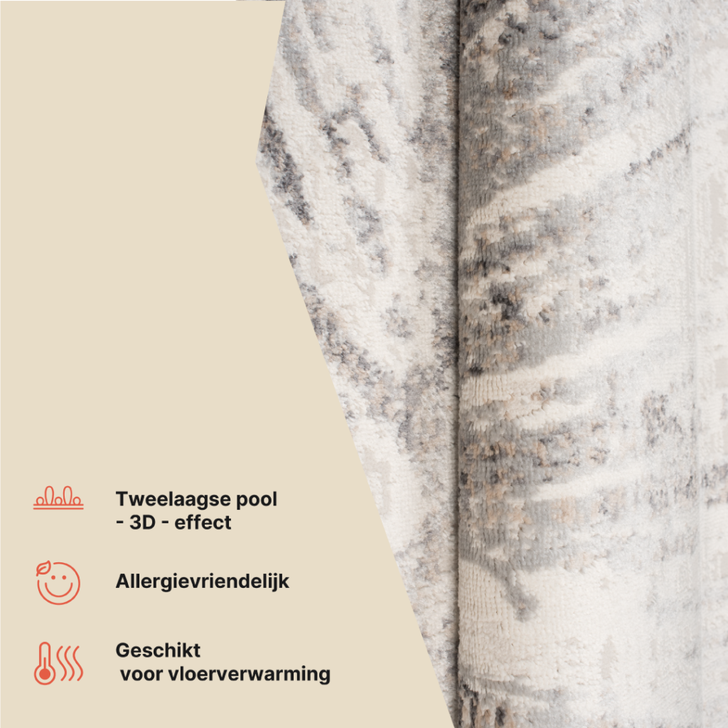 Vloerkleed Valley Grijs Beige Abstract Glas