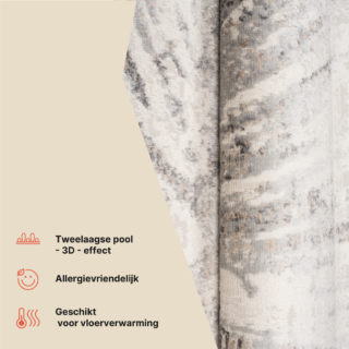 Vloerkleed Valley Grijs Beige Abstract Glas
