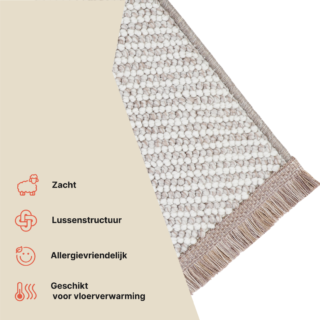 Vloerkleed Agra Beige Modern met Franjes