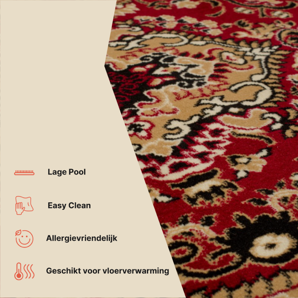 Vloerkleed Atlas Rood Beige Traditioneel Medaillon