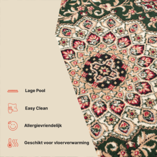 Vloerkleed Atlas Groen Traditioneel Rozet Frame