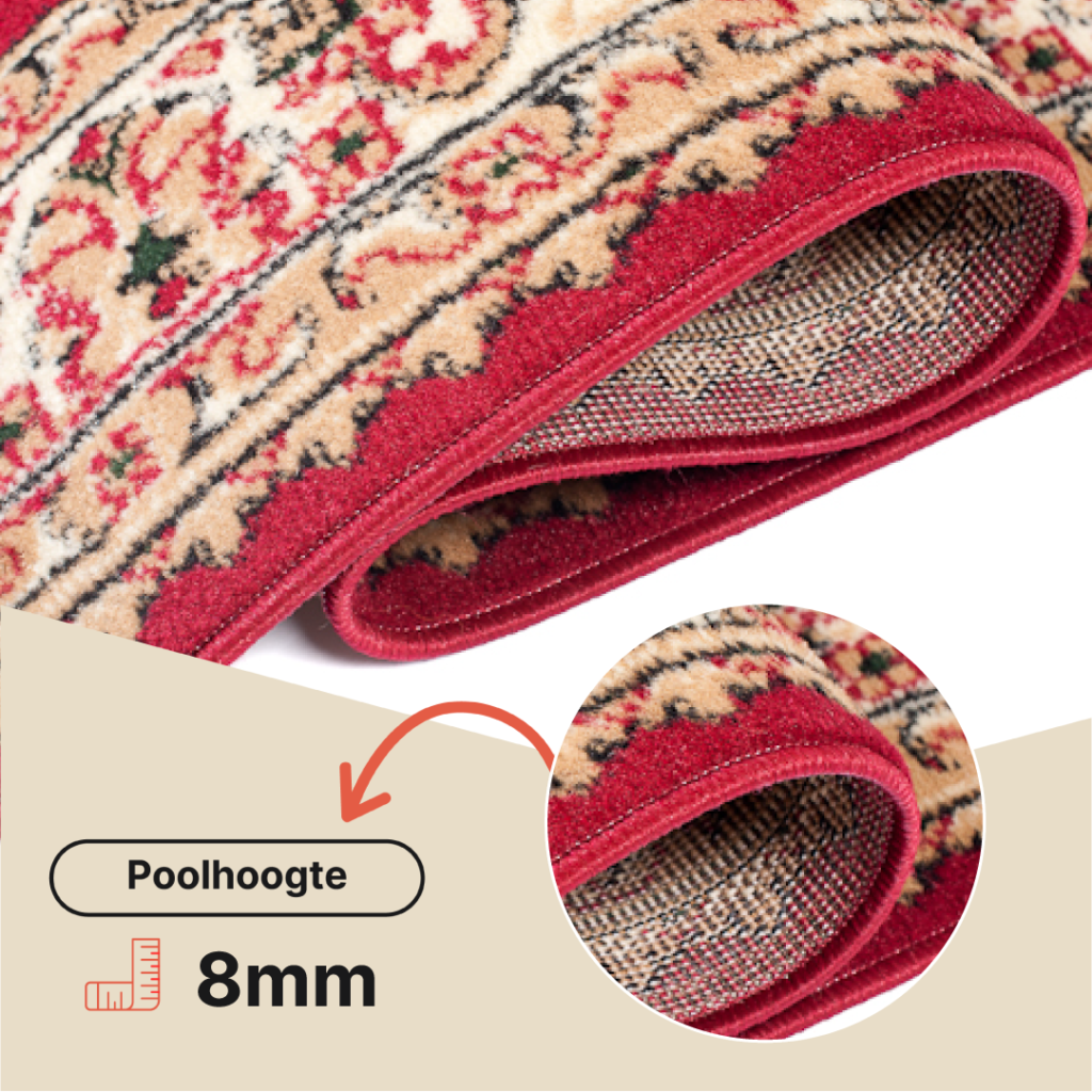 Vloerkleed Atlas Rood Traditioneel Rozet Frame