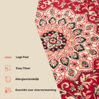 Vloerkleed Atlas Rood Traditioneel Rozet Frame